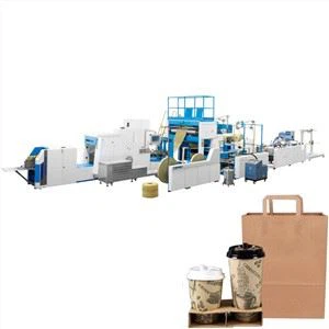 Fyrkantig papperspåse med platt handtag inline -maskin